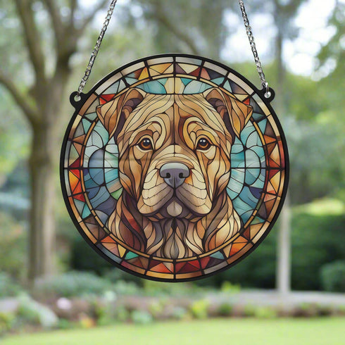 Shar Pei Stained Glass Effect Suncatcher